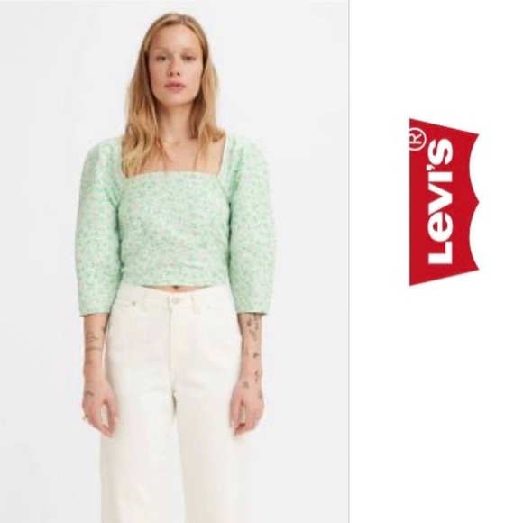 NWT Levi’s‎ Yvie Cropped Statement Blouse, Size S, MSRP $70 - Picture 1 of 11